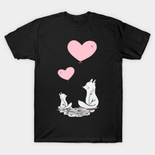 Cute Fox Love - Oil Painting T-Shirt